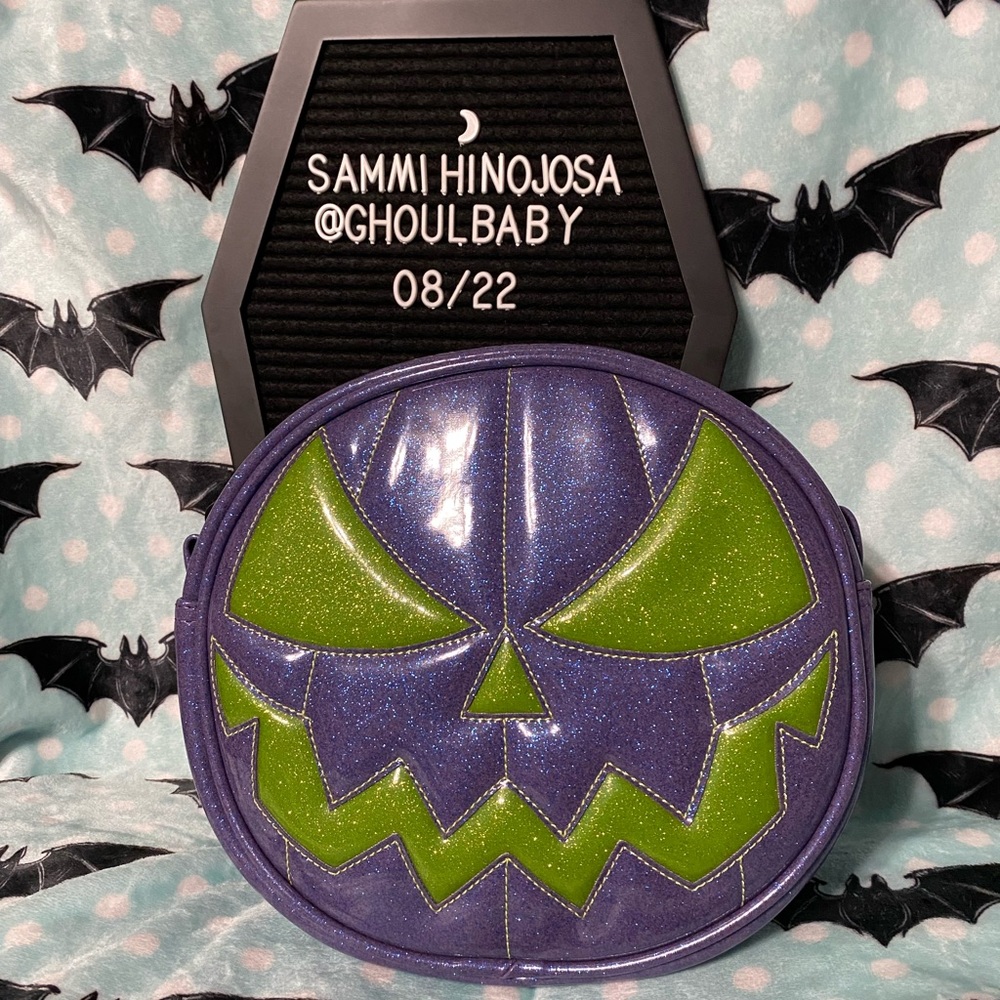 Love Pain and Stitches Purple/Green Mean Face